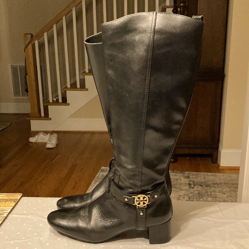 Tory Burch black leather riding boots size 10M